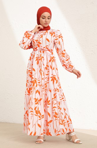 Orange Hijab Dress 6001-03