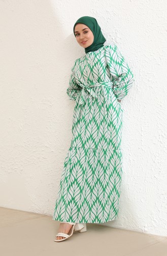 Grün Hijab Kleider 6002-03
