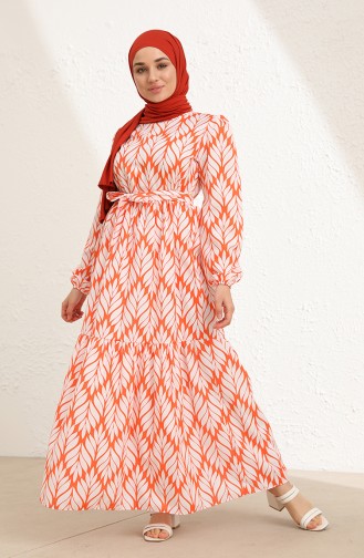 Orange Hijab Dress 6002-04