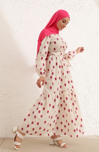 Cream Hijab Dress 6003-01
