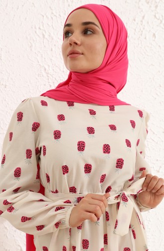 Creme Hijab Kleider 6003-01