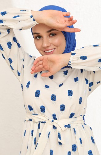 Creme Hijab Kleider 6003-02