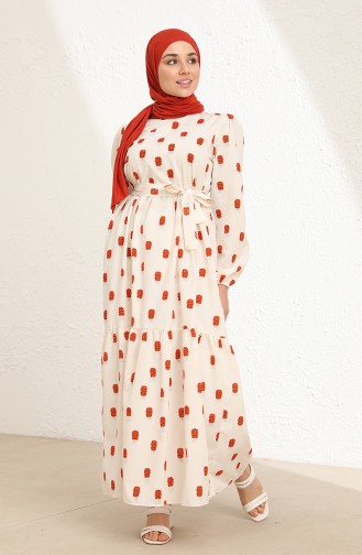 Cream Hijab Dress 6003-03