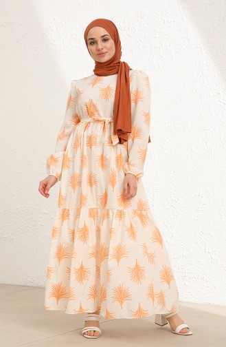 Cream Hijab Dress 6004-02