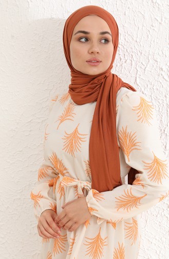 Cream Hijab Dress 6004-02