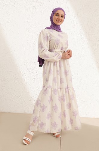 Cream Hijab Dress 6004-03