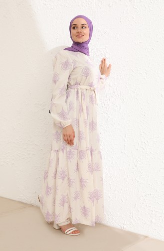 Creme Hijab Kleider 6004-03