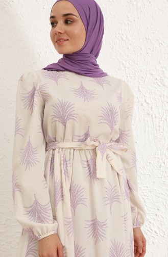 Cream Hijab Dress 6004-03