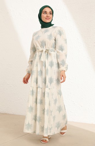 Cream Hijab Dress 6004-05