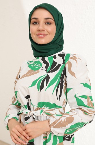 Grün Hijab Kleider 6005-01