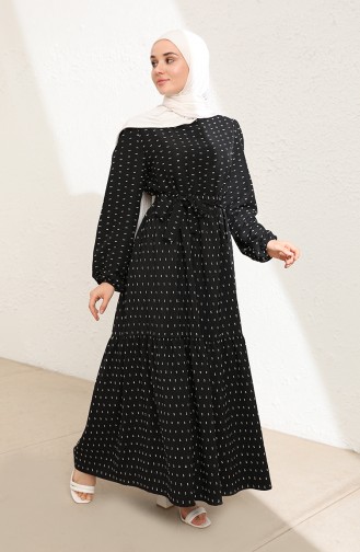 Schwarz Hijab Kleider 6006-04