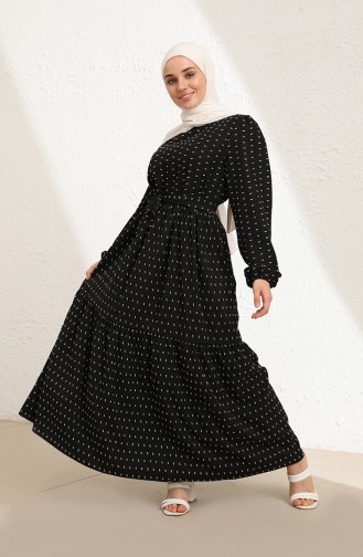 Schwarz Hijab Kleider 6006-04
