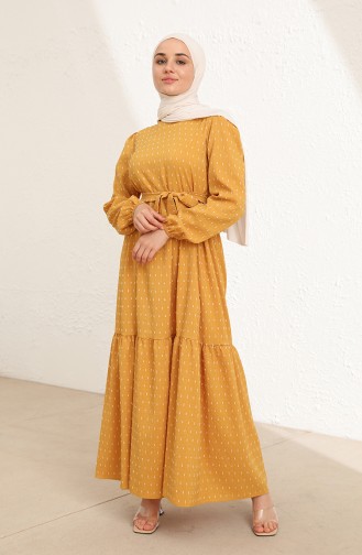 Mustard Hijab Dress 6006-07