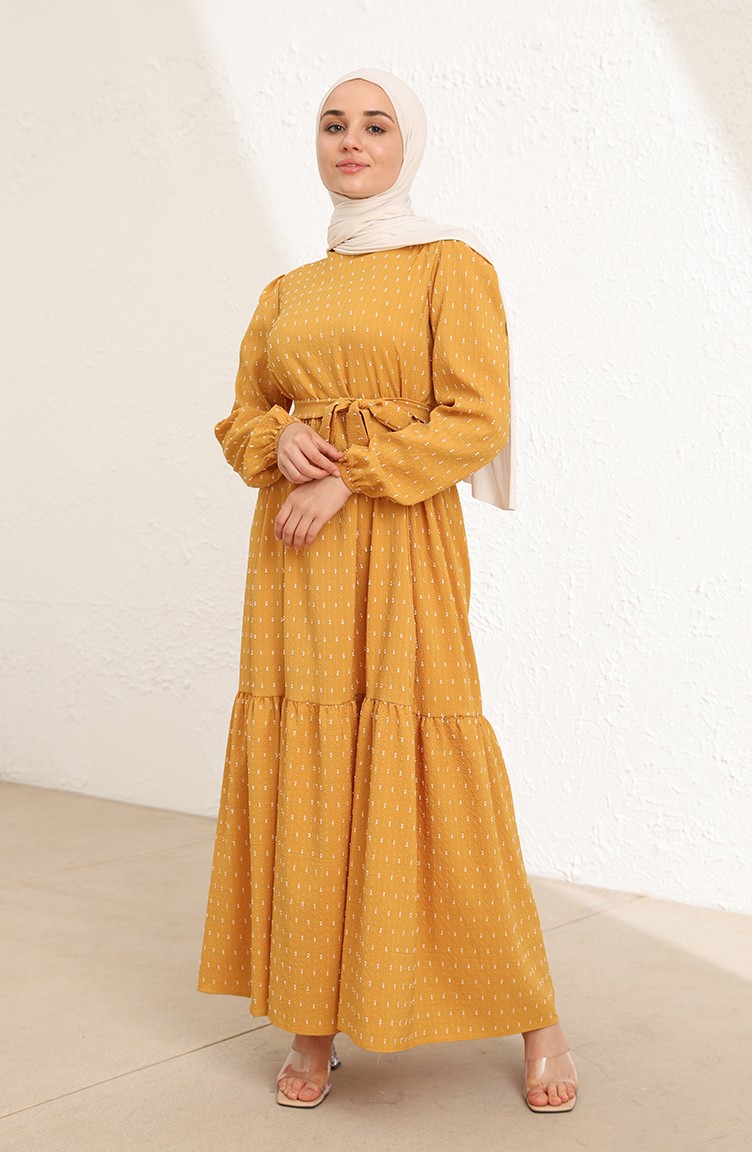 Mustard Hijab Dress 6006-07