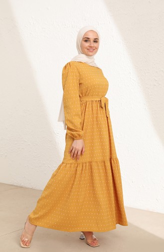 Mustard Hijab Dress 6006-07