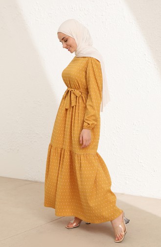 Mustard Hijab Dress 6006-07