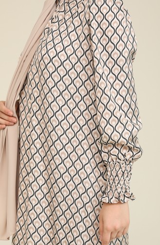 Desenli Saten Tunik 2474-01 Bej