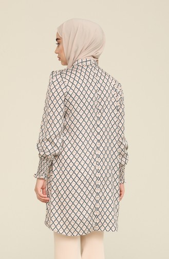Desenli Saten Tunik 2474-01 Bej