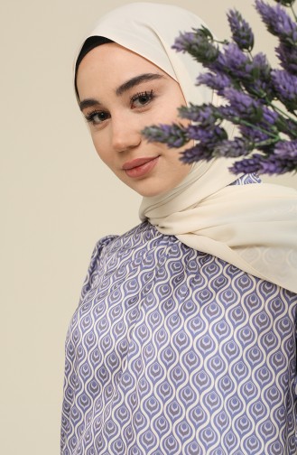 Desenli Saten Tunik 2474-02 Lila