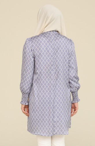 Desenli Saten Tunik 2474-02 Lila