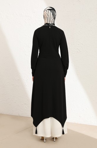 Pileli Asimetrik Uzun Tunik 2122-01 Siyah