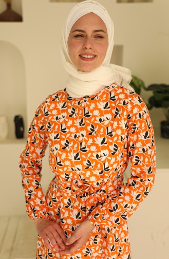 Orange Hijab Dress 2062A-02