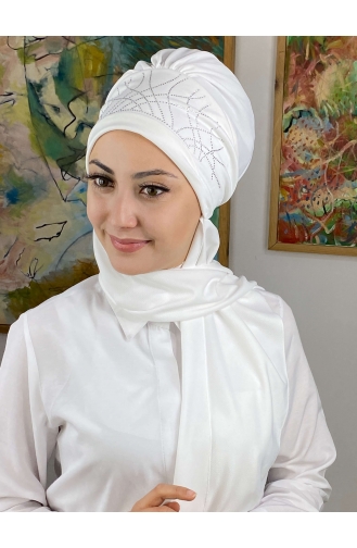 White Ready to Wear Turban 63NZL7052263-01