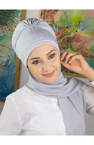 Light Gray Ready to Wear Turban 4714MAYŞAP47-01