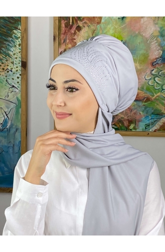 Light Gray Ready to Wear Turban 4714MAYŞAP47-01