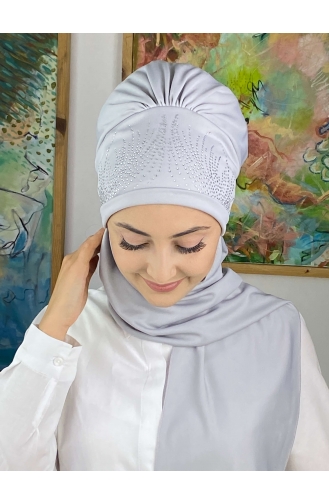 Light Gray Ready to Wear Turban 4714MAYŞAP47-01