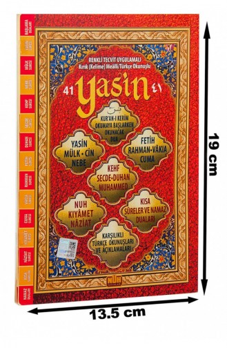 Renkli Tecvit Uygulamalı Kırık Kelime Mealli 41 Yasin Kitabı Hafız Boy