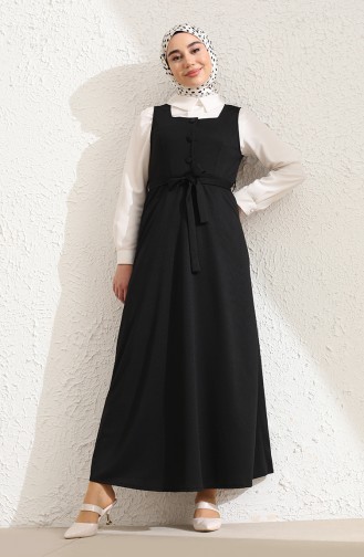 Gilet Kleid mit Band 7130A-02 Schwarz 7130A-02