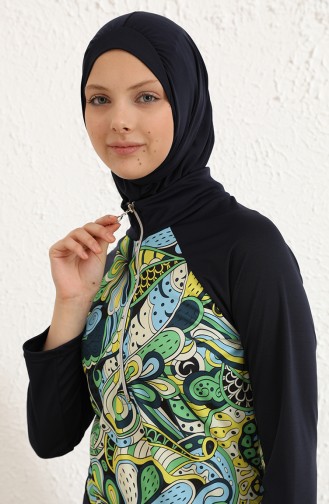 Dunkelblau Hijab Badeanzug 2204B-01