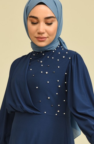 İncili Tunik Pantolon Abiye Takım 2223-03 İndigo