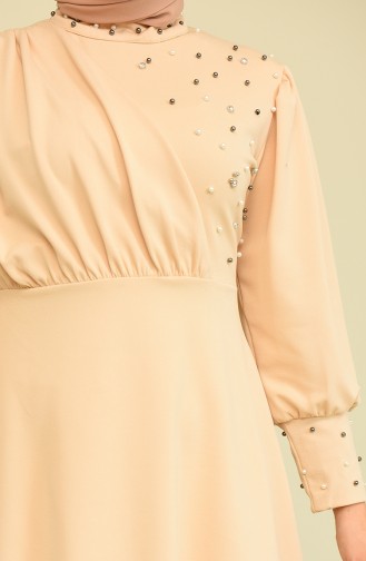 İncili Tunik Pantolon Abiye Takım 2223-07 Bej