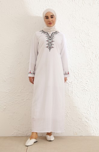 White Hijab Dress 0075-02