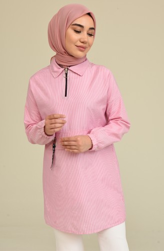 Tofisa Çizgili Tunik 3503-06 Pembe