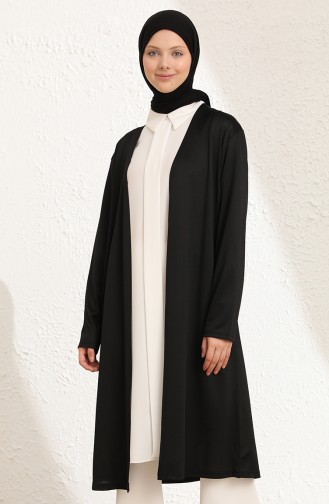 Büyük Beden Uzun Hırka 8493-01 Siyah