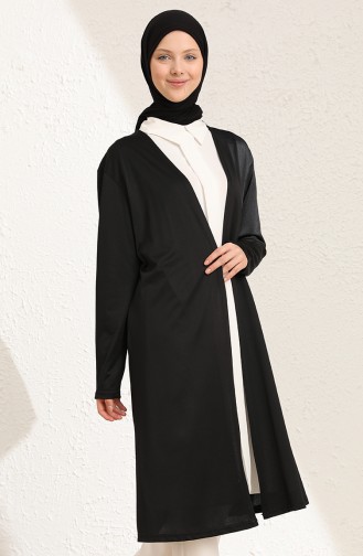 Büyük Beden Uzun Hırka 8493-01 Siyah