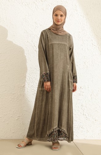 Beige Hijab Dress 9494-02