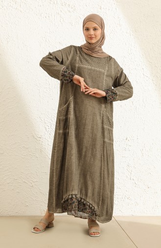 Beige Hijab Dress 9494-02