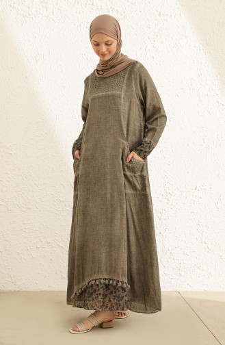 Beige Hijab Dress 9494-02