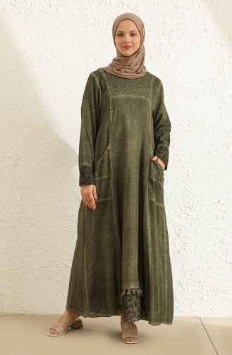 Khaki Hijab Dress 9494-03