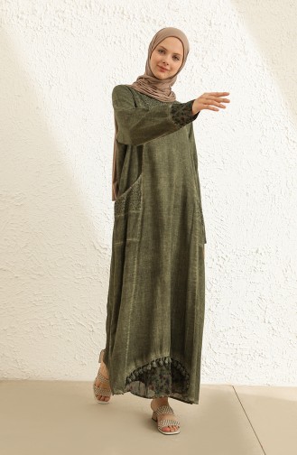 Khaki Hijab Dress 9494-03