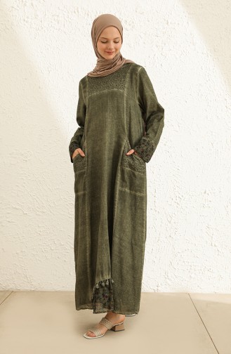 Khaki Hijab Dress 9494-03