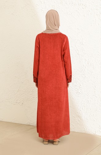 Ziegelrot Hijab Kleider 9494-05