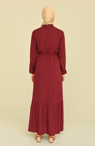 Claret Red Hijab Dress 85002A-01