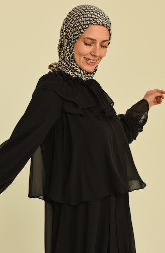 Schwarz Hijab Kleider 15013-01