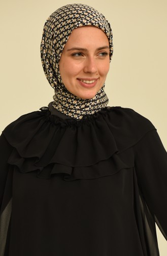 Kuşaklı Şifon Elbise 15013-01 Siyah