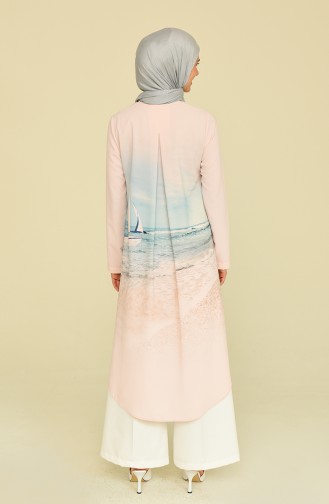 Desenli Şifon Tunik 1175-01 Pudra